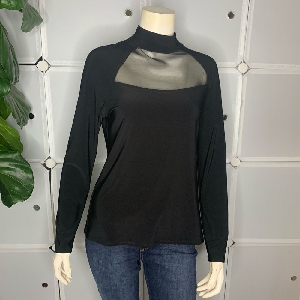 Barcelino Contrast Mesh Long Sleeve Top Size Medium